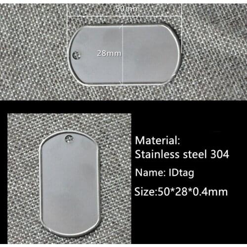 Free Shiping 100pcs/lot pet dog cat id tag Blank Military army Tags Stainless Steel 50mm*28mm*0.4mm thickness