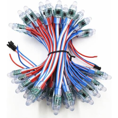 DHL/FEDEX/UPS FREE SHIPPING 18awg WS2811 RGB Pixel,12mm Diffused Digital Smart Bullet Pixel Nodes,4in Spacing IP68 waterproof