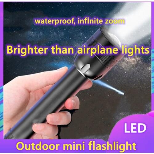 Glare USB Rechargeable Flashlight Black Technology Super Bright Self-Defense Outdoor Household Long-Range LED Spotlight
