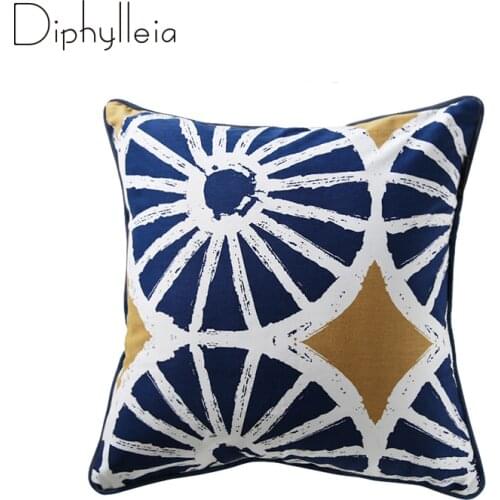Diphylleia Cotton Textured Cushion Cover Exclusive Design The Wheel Of Happiness Chinese Geometric Throw Pillow Case 45x45cm