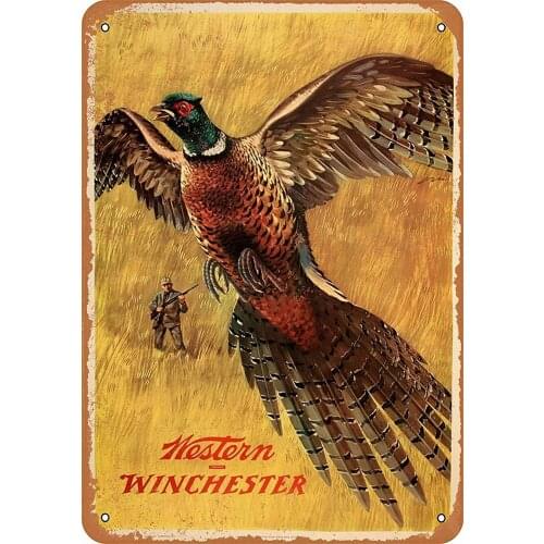 Fsdva 8 x 12 Metal Sign Western Winchester Pheasant Retro Tin Art Decor Wall Decor
