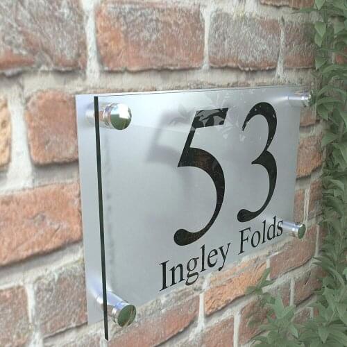 House number House Number Sign/Plaque Brushed Aluminium & Acrylic Large Door sign