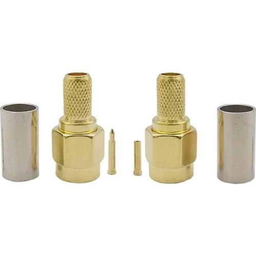 SMA Male / RP SMA Male Plug RF Coaxial Coax Cable Connector Crimp RG58 RG142 RG400 LMR195 Cable Straight RP SMA/SMA Male Adapter