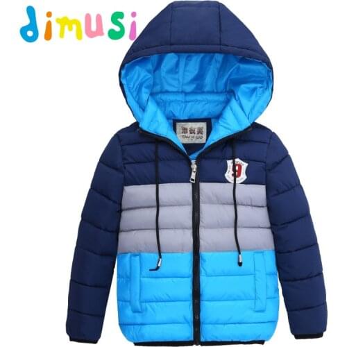 DIMUSI Autumn Winter Boys Jackets Cotton Thick Windbreaker Parkas Girls Casual Outwear Children Hooded jacket BC166