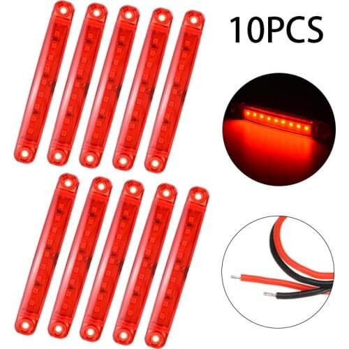 Mayitr 10pcs 24V 9LED Car Truck Bus Red Side Lights Waterproof Marker Warning Turn Signal Lamp Accessories Parts