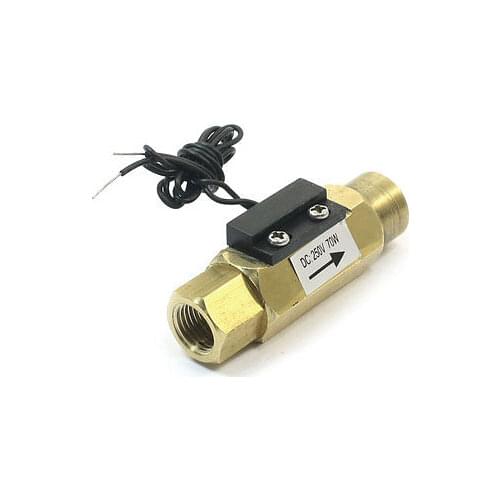 Copper 2 Wires Magnetic Type Water Flow Switch Flowmeter DC 250V 70Watt 0.5A