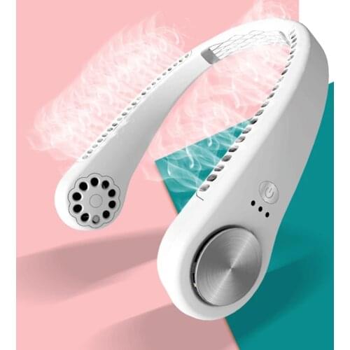 Mini Neck Fan Portable Bladeless Fan USB Rechargeable Hand Free Hanging Air Cooler Cooling Personal Wearable Neckband Fans
