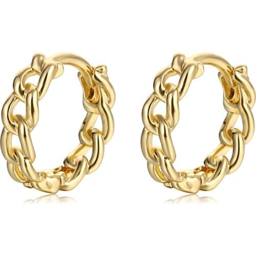 Minimalist Twist Chain Tiny Hoop Earrings For Women Copper Hollow Chain Design Golden/White Small Huggie Piercing Earring Gifts