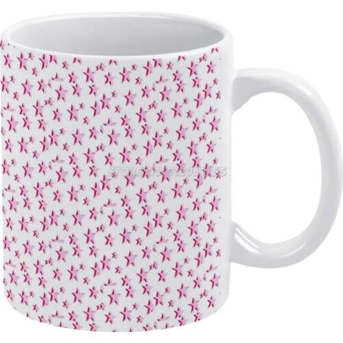 Trendy Pink And Red Stars White Mug 11 Oz Funny Ceramic Coffee/Tea/Cocoa Mug Unique Gift Trendy Pink Star Preppy Smile Smile Yel