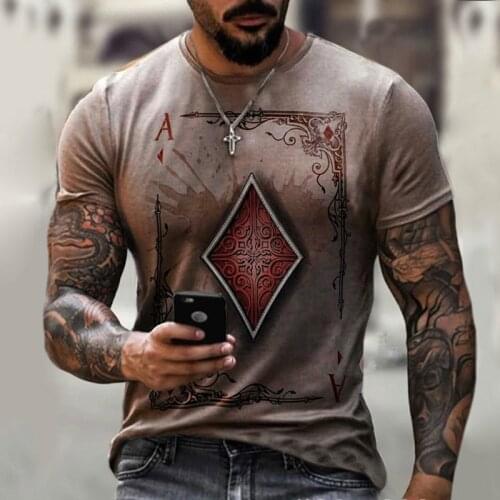2021 new square diamond card skull printing mens T-shirt summer casual short-sleeved long-sleeved top hot style