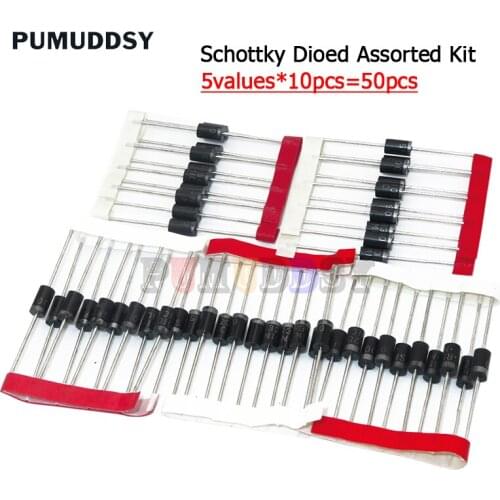 Kit 50pcs=5values*10pcs Schottky Diode Assorted Kit SR3100 SR3200 SR5100 SR5200 SR560 Each 10PCS