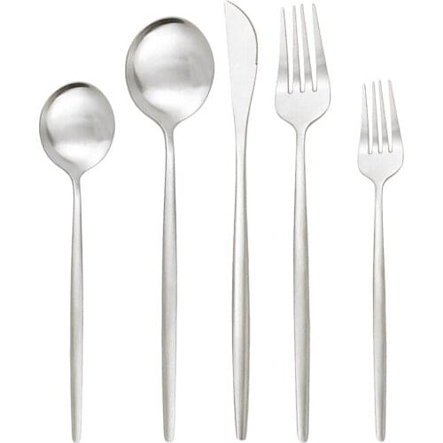 30Pcs Colorful Matte Flatware Set 304 Stainless Steel Dinnerware Set Knife Fork Spoon Silverware Set Western Cutlery Set Dessert