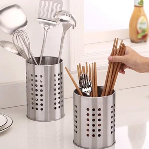 Stainless Steel Hanging Cutlery Holder Drainer Spoon Fork Chopsticks Storage Basket Rack Kitchen Tools Accessories Organizer
