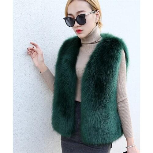 New Short Fur Vest Winter Women Faux Fox Fur Vest Furry Slim Womens Fake Fur Vest Female Winter Coat Plus Size Faux Fur WZ066