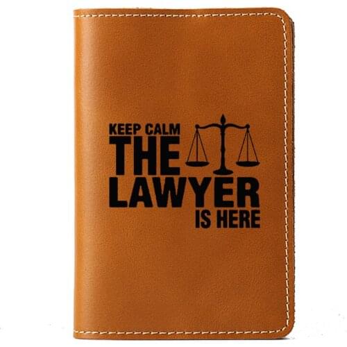 Genuine leather passport Cover card Holder purse Funny Keep Calm The Lawyer is Here wallet Card holder