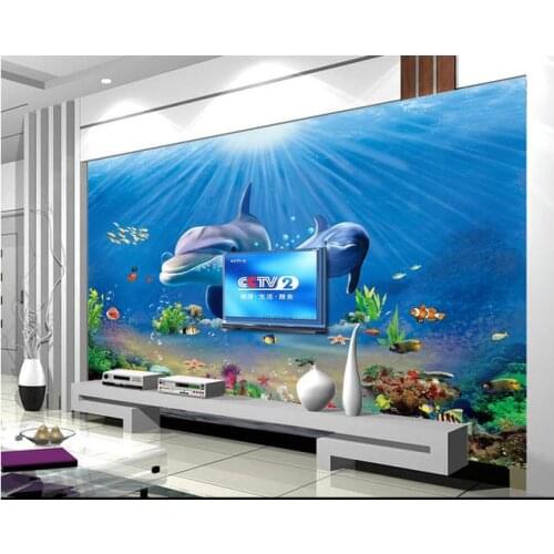 Custom photo wallpaper 3d wal murals wallpaper The undersea world dolphin mural 3d wall papers for living room