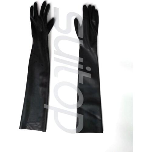 Sexy rubber latex long mould gloves to opera