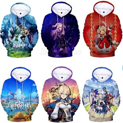 Genshin Impact Hooded Sweatshirts 3D figure Print Cosplay Costume Unisex Harajuku Hoodies Pullover Tracksuit C35M99