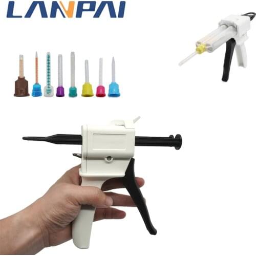 Dental Impression Mixing Universal 1:1/1:2 Cartridge Dispenser 50ml Silicon Rubber Dispenser Gun