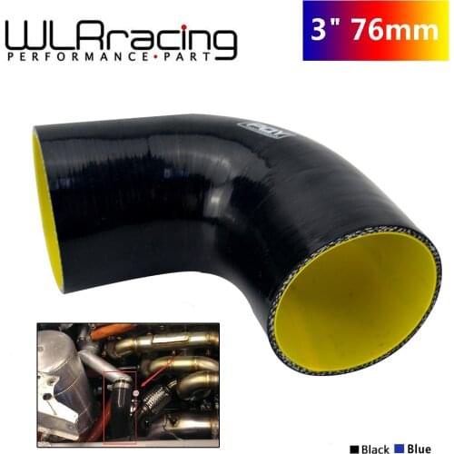 WLR RACING - 3" 76mm 90 Degree Elbow Silicone Hose Pipe Turbo Intake Blue Black WLR-SH9030-QY