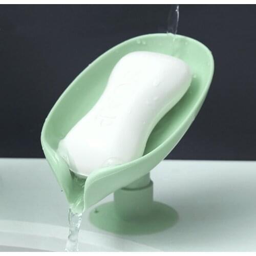 Leaf-Shaped Soap Box Home Soap Holder Perforated Standing Suction Cup Drain Rack Toilet Laundry Soap Box Bathroom Accessories
