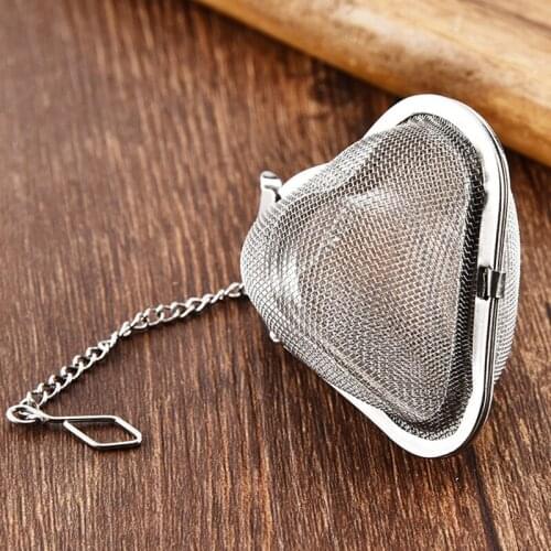 1Pcs Reusable Leaf Spice Strainer Multi Purpose Kitchen Gadgets Heart Shape Silver Tea Filter Reticular