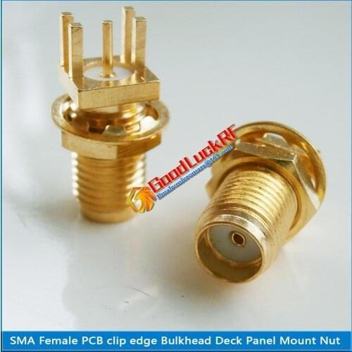 1 Pcs RF Connector Socket SMA Female Askew jack Center Solder PCB O-ring Bulkhead Panel Mount Nut Coaxial RF Adapters