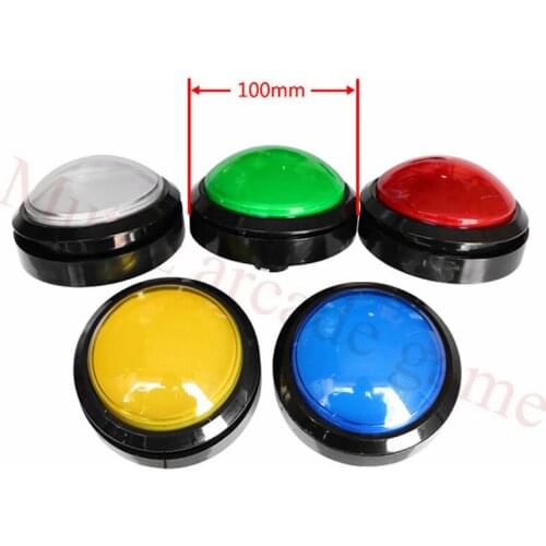 1PC 100mm Big round dome Button Illuminated Led Push Button with Microswitch 12VPower Button Switch For arcade game machine