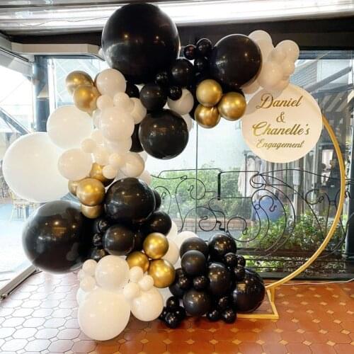 106pcs Black Metal Gold Latex Balloon Garland Arch Kit Matte White Arch Garland Banner New Years Eve Birthday Party Decorations