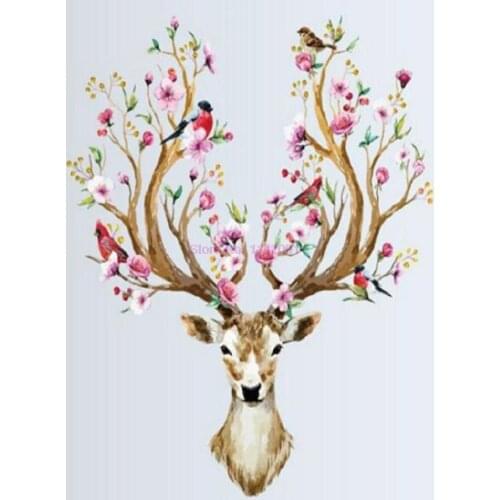 200pcs Deer Head Flowers Wall stickers For Living Room Art Vinyl Wall Decals For Kids Baby Home Decor