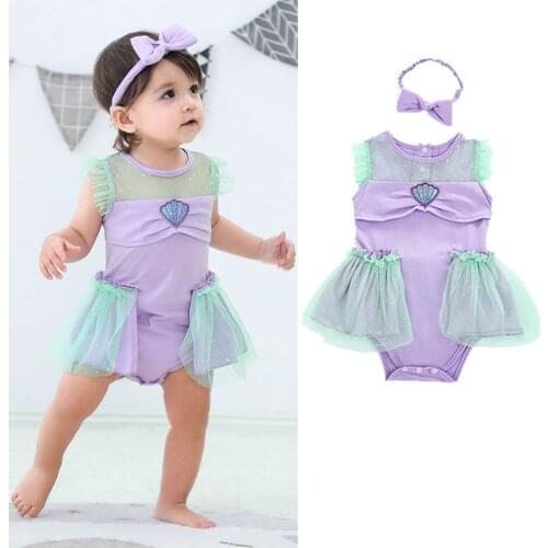 2021 Newborn Baby Infant Romper Kids Cosplay Mermaid Princess Dress toddler Child Halloween Christmas Mermaid Bodysuit Costume