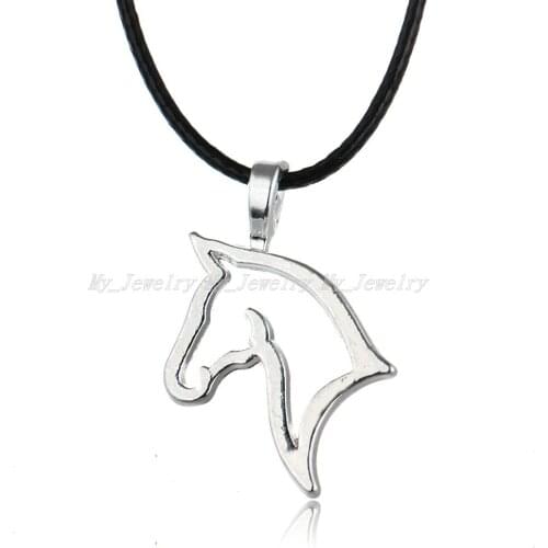 24PC Wholesale Elegant Horse Head Pendant Necklace Animal Women Best Friends Leather Rope Chain Jewelry For Friendship Men New