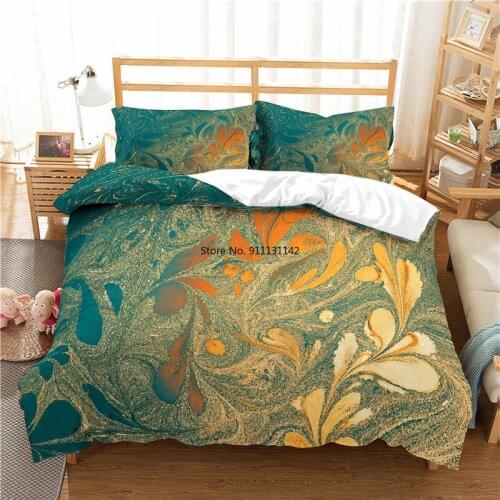 3D Digital Printing of Plant Leaves Home Furnishing Home Textile Soft and Comfortable Down Bed Cover Pillowcase Bedding Set