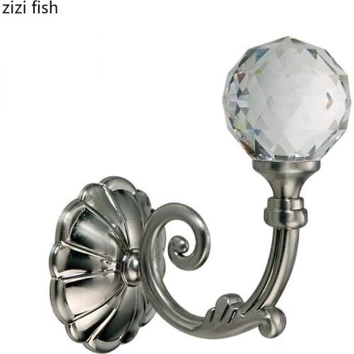 Crystal Glass Metal Curtain Rod Crystal Hook Wall Hanging Decorative Hook Curtain Holder Home Curtain Accessories Storage Hooks