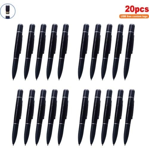 20pcs/lot Metal USB2.0 Flash Drive memory stick pen drive128GB 64GB 32GB 16GB 8GB 4GB Ballpoint pen pen drive For wedding