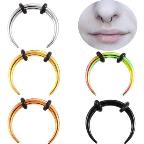 MODRSA 1Piece Stainless Steel Septum Clickers Nose Rings Hoop Cuvved Bars Helix Horseshoe Nose Piercing Nariz Sexy Body Jewelry