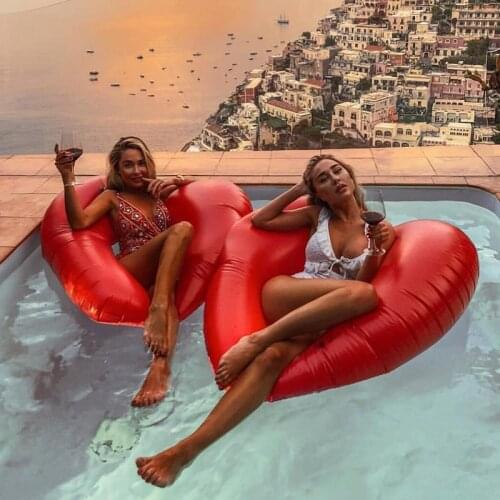 Heart Pool Rafts Floating Row Inflatable Lover Swimming Ring Double Seat Couple Twin Swimming Rings Life buoy Seat Water Toys