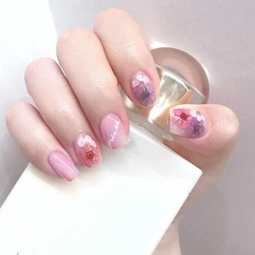 50 Pcs/Box Women Nail Art Stickers Exquisite Nail Accessories Waterproof Wood Pulp Dried Flowers Sticker Patch Decals
