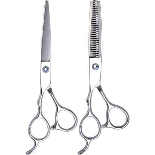 6.0 Inch Silver Cutting Thinning Blunt Tip High Quality Hair Dressing Left-handed Scissors