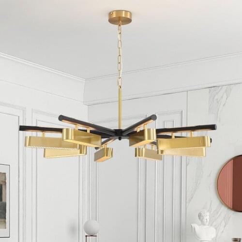 Post-modern light luxury iron art living room chandelier simple chandeliers model room hotel bedroom dining room lamps