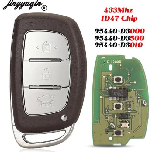 Jingyuqin 3 Button For Hyundai Tucson 2016 2018 Fob Remote Control Car Key 433Mhz ID47 Chip Uncut TOY40 Blade Replacement