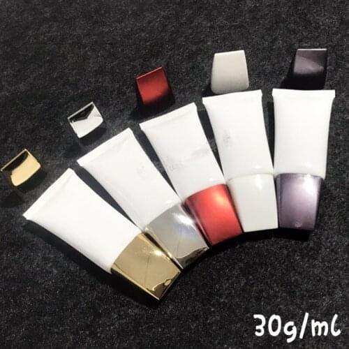 30ml Empty Cosmetic Travel Silicone Skin Care Sunscreen Soft Tubes BB CC Cream Facial Cleanser White Flat Tube Bottles 30pcs/lot