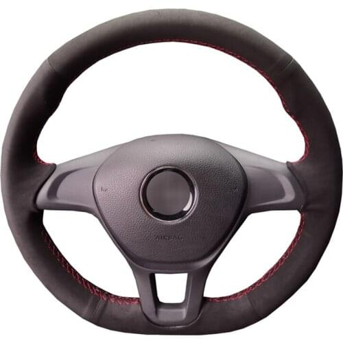 Hand-stitched Black Suede Car Steering Wheel Covers for Volkswagen VW Golf 7 VII Golf Sportsvan SV Polo Passat Variant Touran