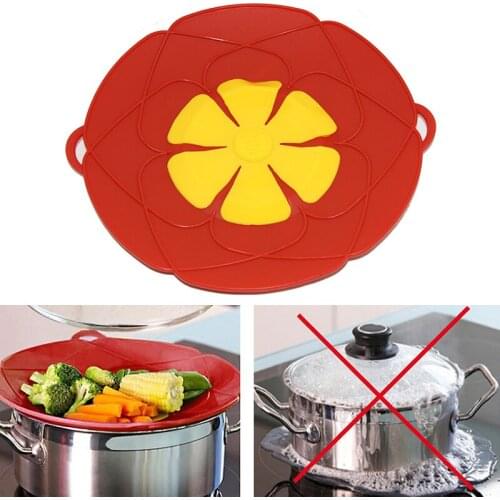 Lid For The Pan Silicone lid Spill Stopper Cover For Pot Kitchen Accessories Cooking Tools Flower Cookware Kitchen Gadgets