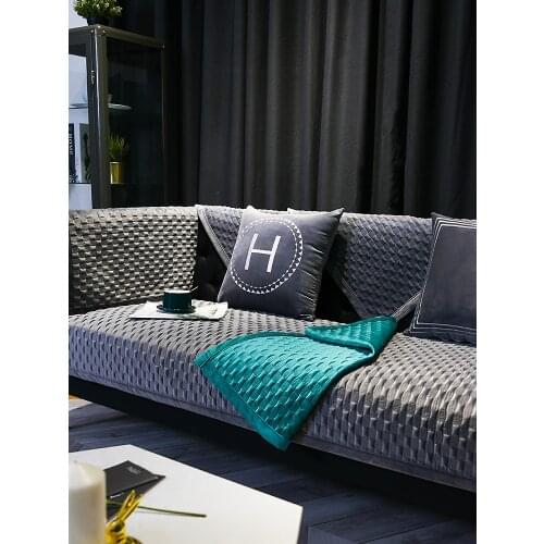 Nordic leather sofa protector cover towel Four seasons universal non-slip sofa cover winter plush high-end cushion slipcover