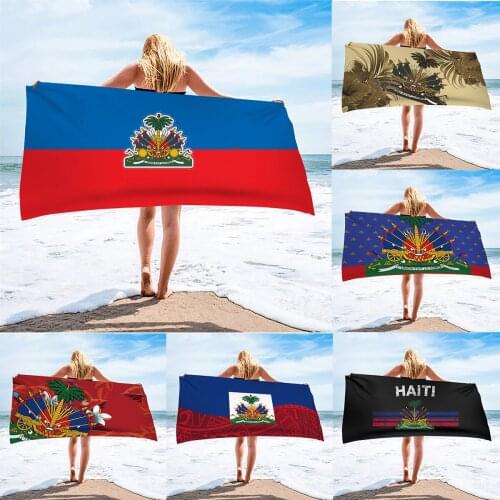 Super-Absorbent Soft Towels Haiti Flag 3D Printing Quick Dry Muti-functional Towels Beach Bathing Home Hand Face Hair Toallas
