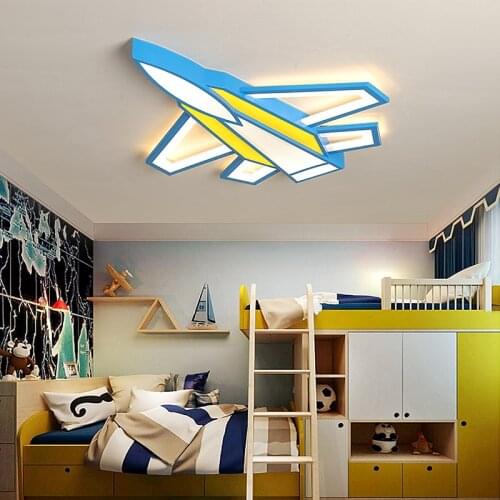 LED Ceiling Light For Children room Baby Bedroom Blue Airplane Shape Remote Control Lamp Lighting Lamparas Luminaria avize