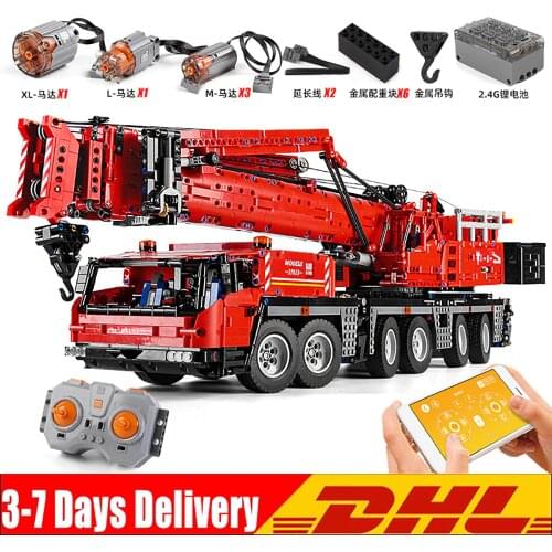 Mould King high-Tech Crane Series The APP RC Motorized Red GMK Mobile Crane Model Building Blocks Bricks Toys Kids Birthday Gift