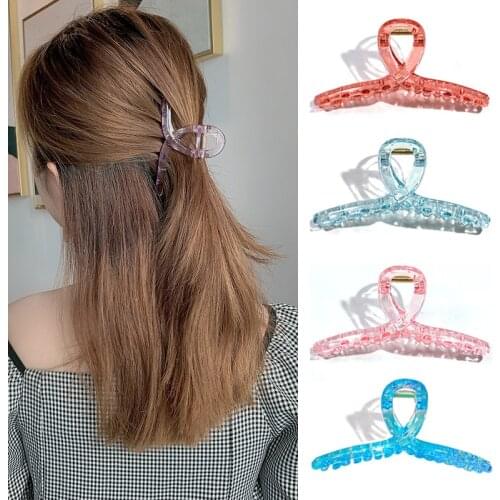 1Pcs Women Hairpins Elegant Transparent Cross Big Hair Claws for Girl Hair Accessories Fashion Korean Acrylic Barrettes Headwear