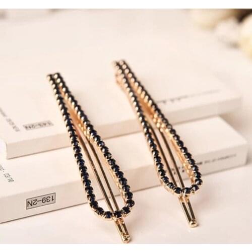 Fashion Barrettes Rehinstone Black White Barrette Women Girls Hairpins Hair Clips Pins 7Cm 1 Piece